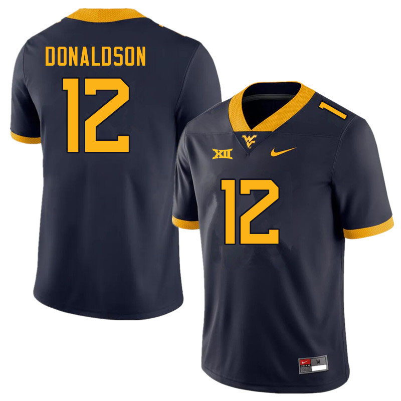 Men #12 CJ Donaldson West Virginia Mountaineers College Football Jerseys Sale-Navy - Click Image to Close